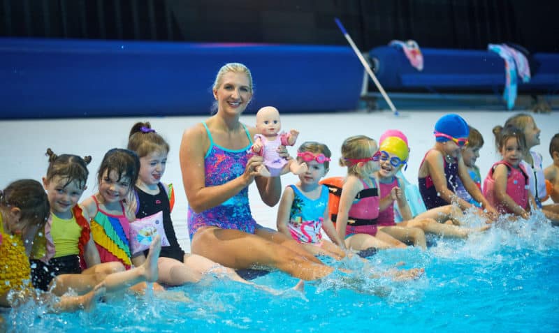 Learning to swim with Rebecca Adlington and Baby Annabell