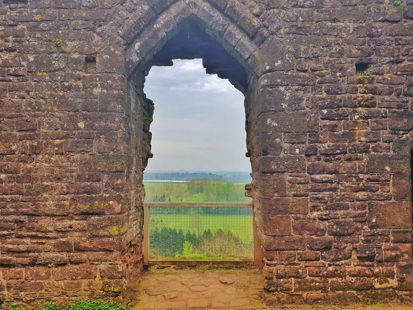 View through window of Goodrich Castle, Herefordshire