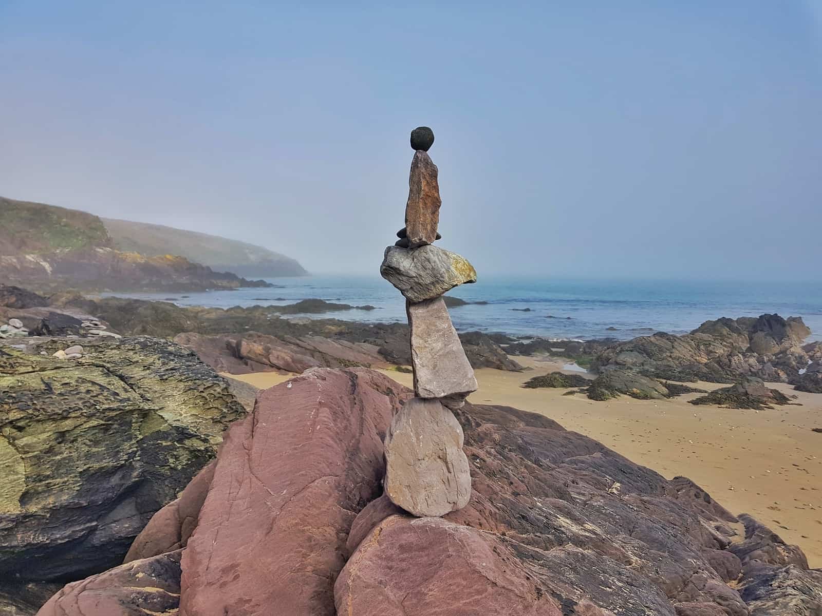 pebble stack on Porthsele, a Pembrokeshire beach near Pencarnan farm