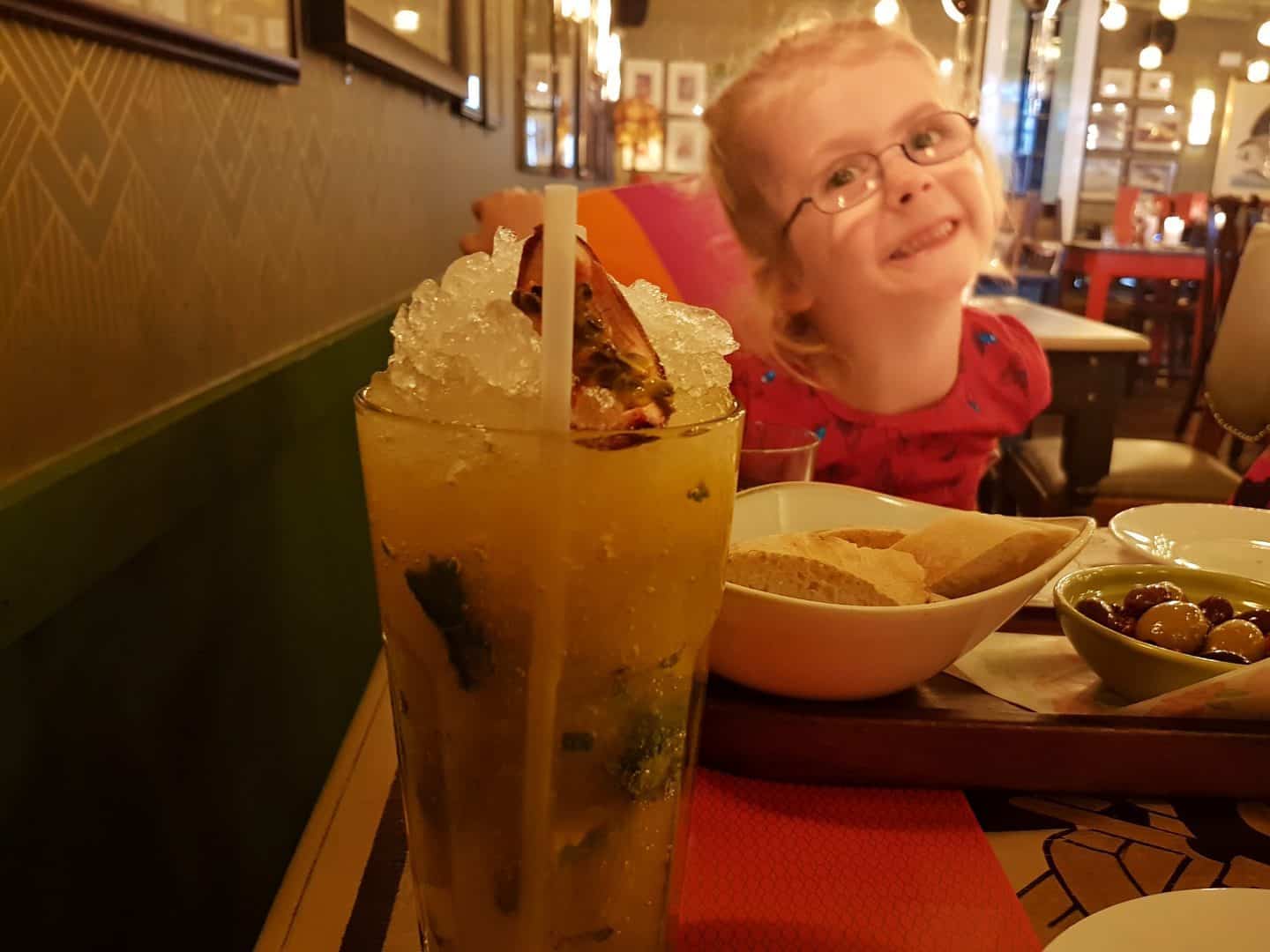 child with vegetarian restaurant meal