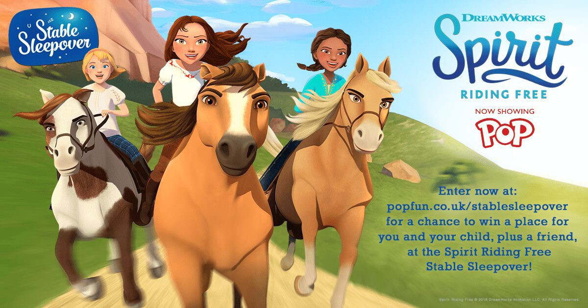 Animated image of Spirit Riding Free girls riding on horses