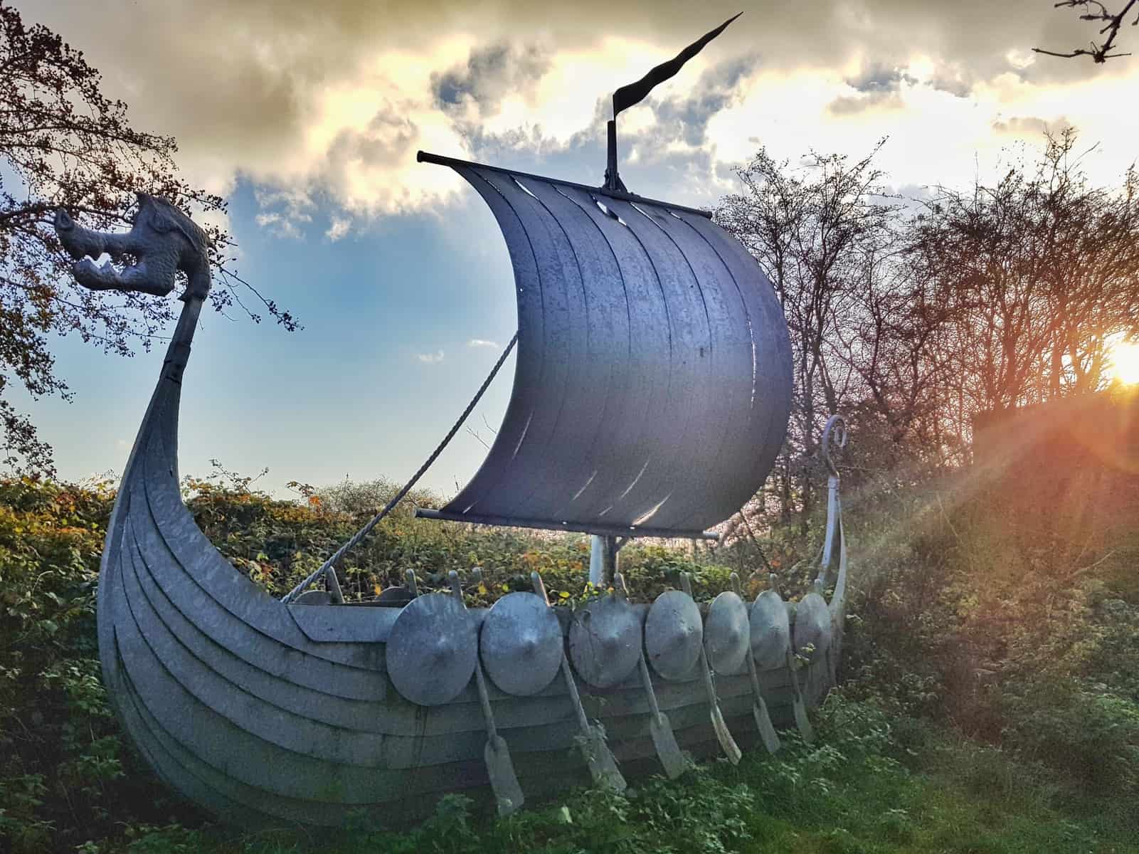 Lincolnshire Wolds Woodall Spa sculpture trail viking ship