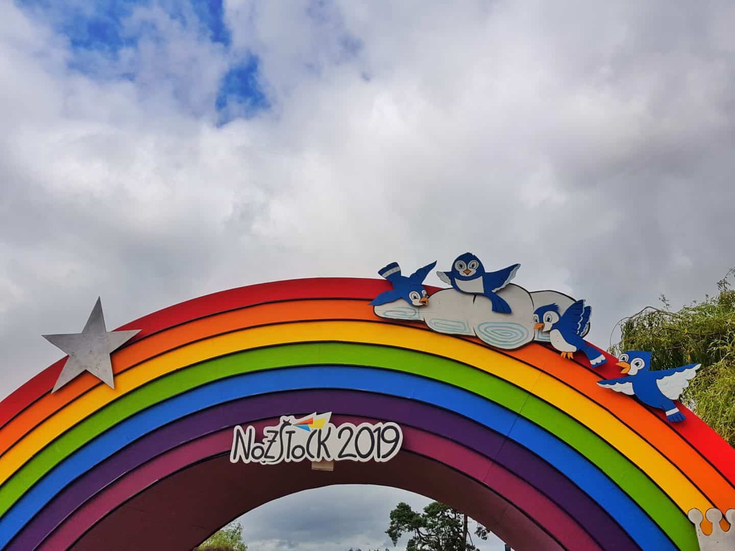 rainbow entrance sign at Nozstock