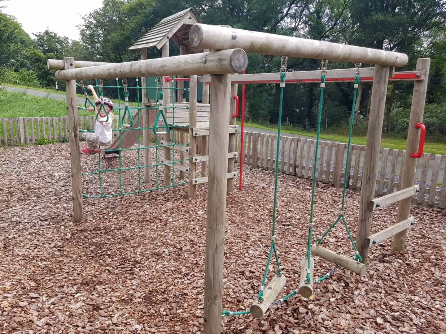 Climbing frame in playground at Mary Jones World, Lake Bala, North Wales