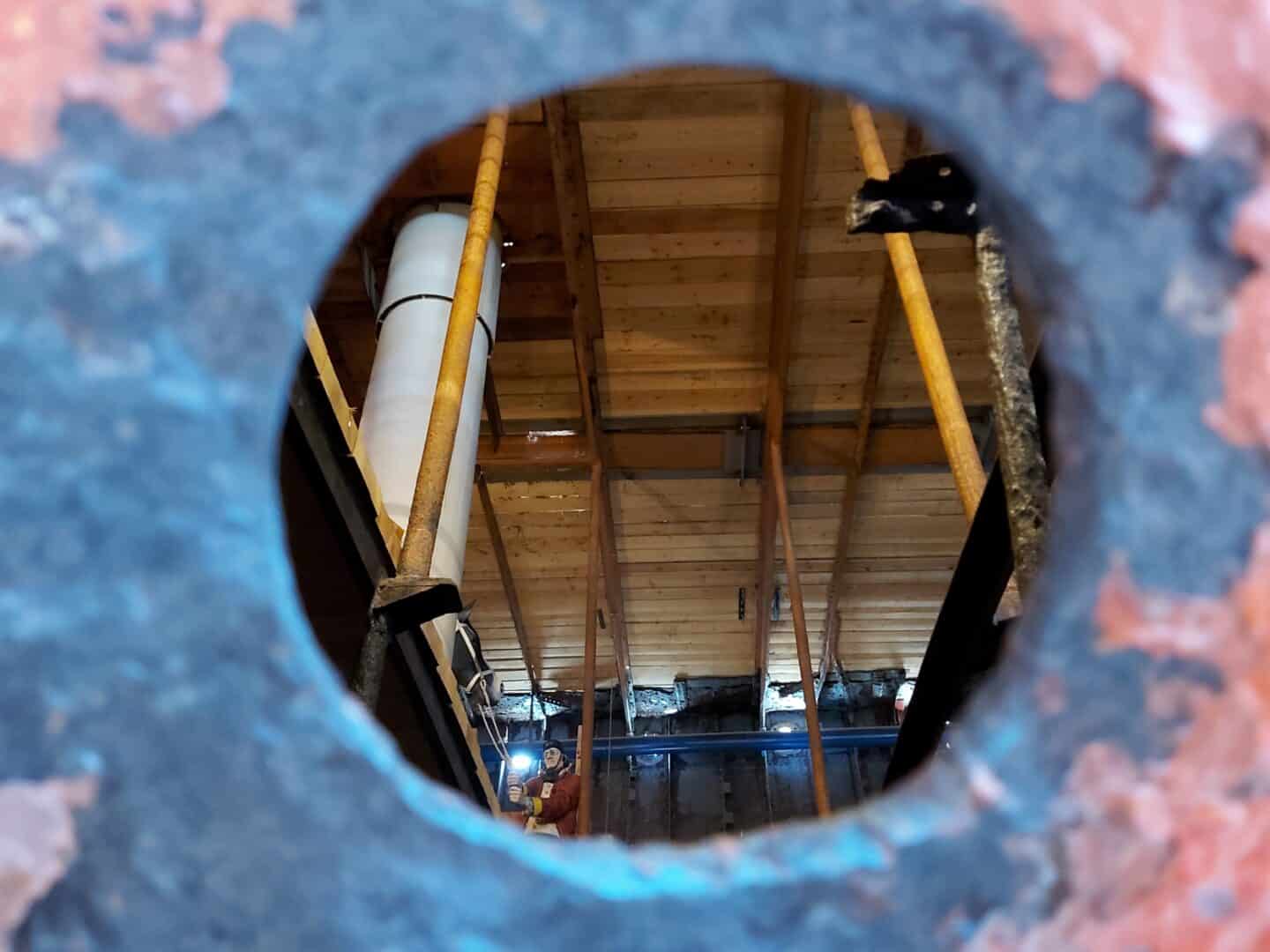 Hole in the side of the ship