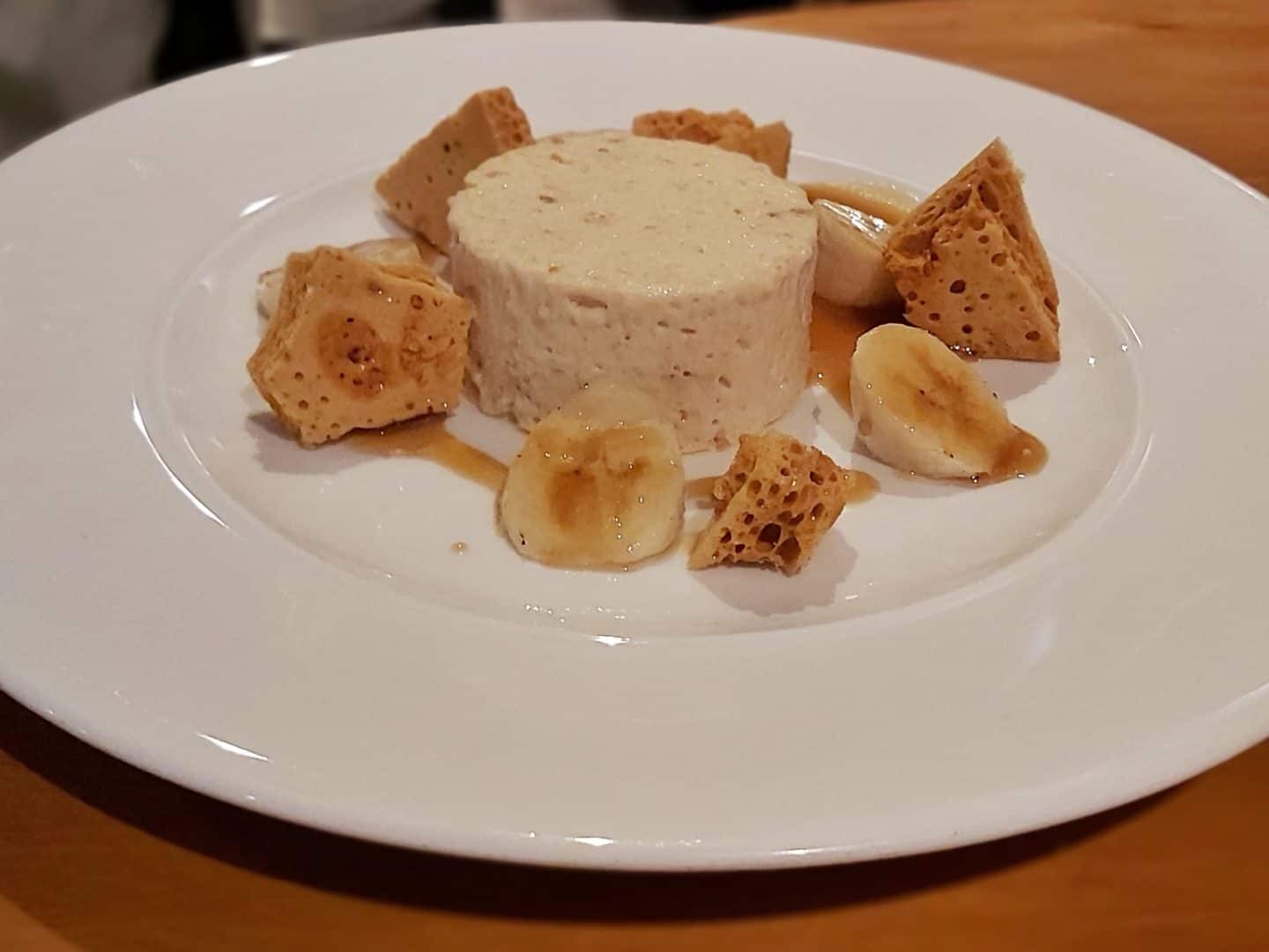 peanut butter parfait with banana and honeycomb