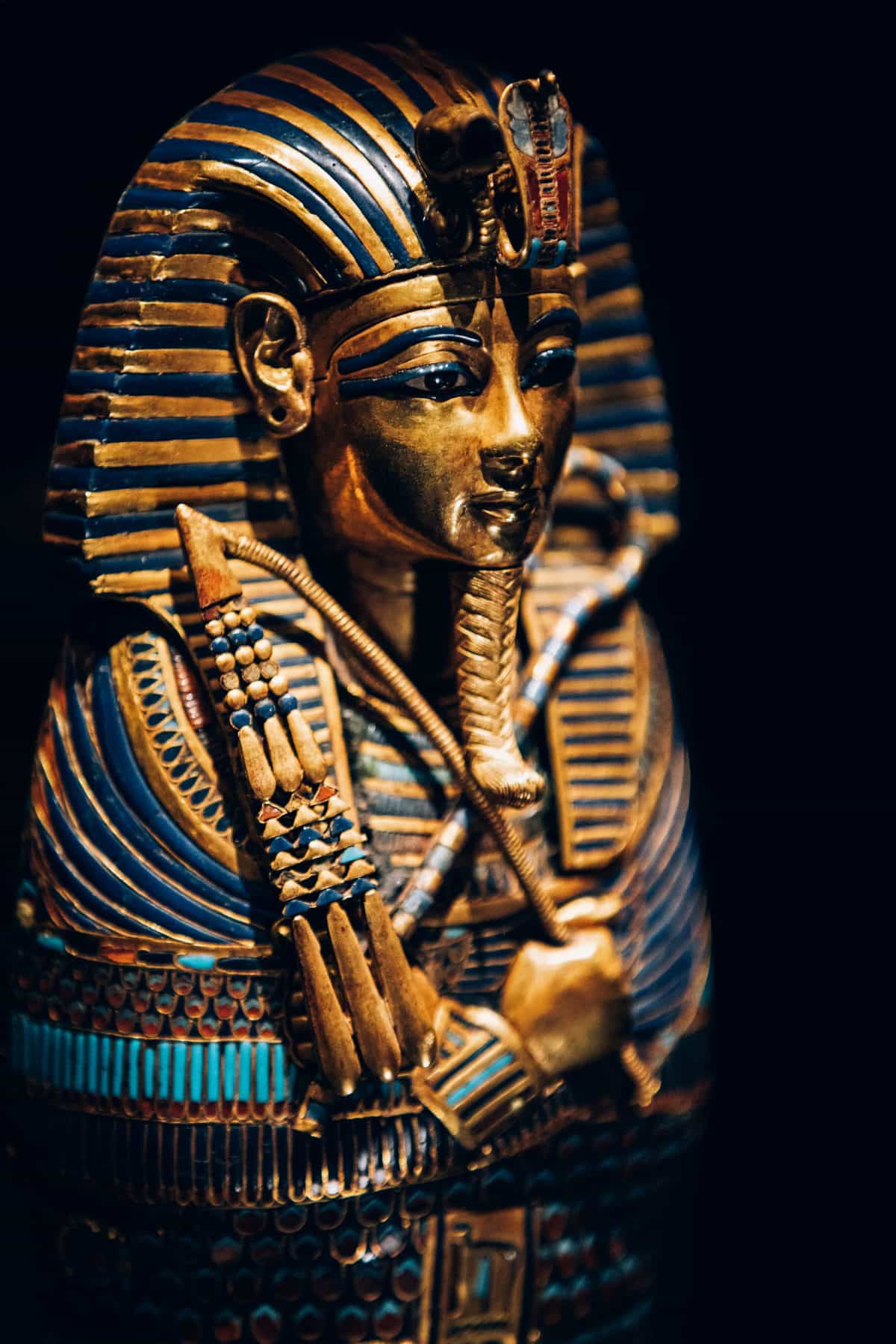 Tutankhamun's Coffinette that looks like a smaller version of the death mask. The coffinette is currently on display at the Saatchi Gallery in London.