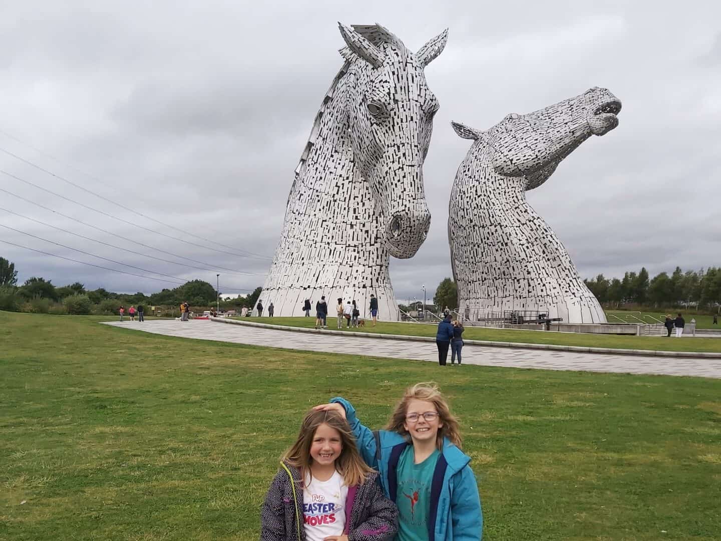 Family road trip itinerary: From the West Midlands to the Scottish Highlands - photo of the Kelpies enormous horses head statues, an ideal stop off when driving on the M9 motorway in Falkirk.  