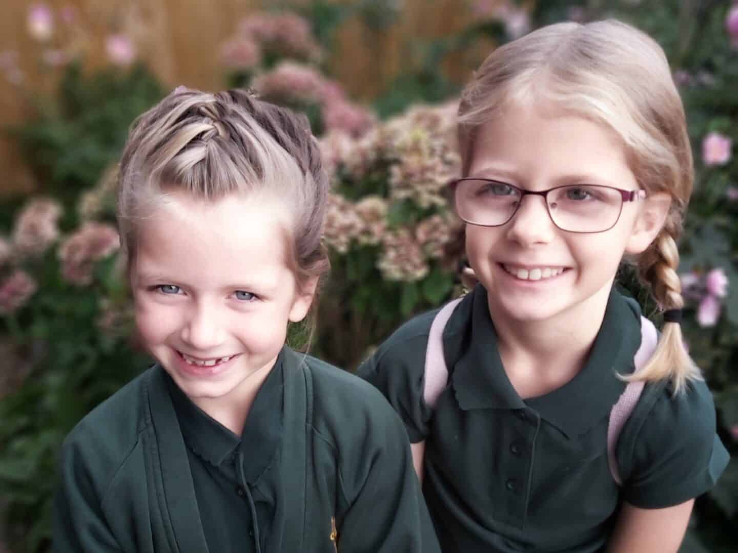 Two girls in school uniform