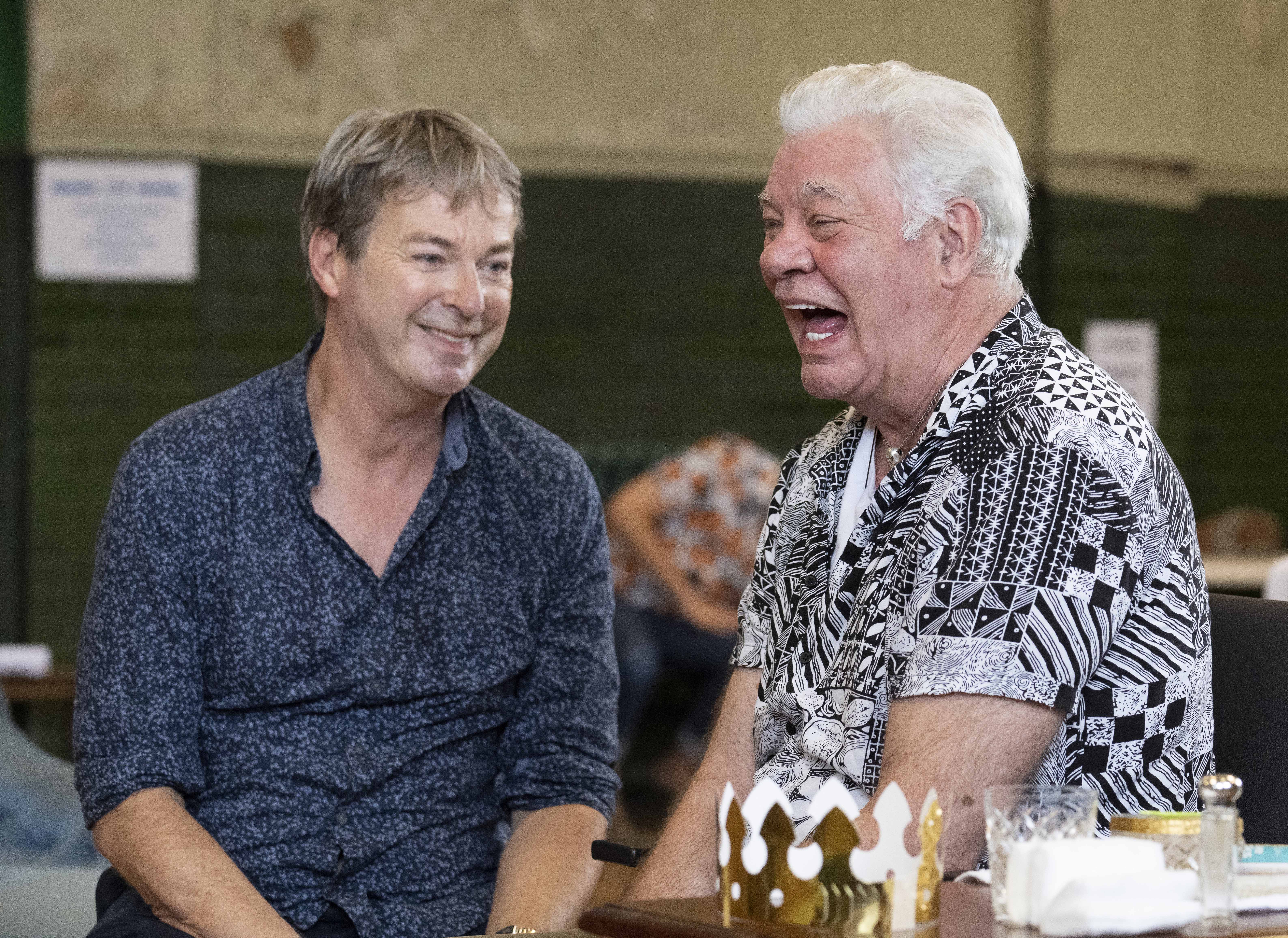 Production photo of Julian Clary and Matthew Kelly from The Dresser at Malvern Theatres 