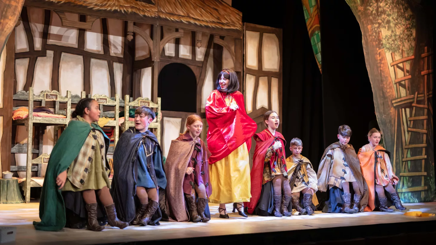 Ludlow Pantomime Snow White and the Seven Dwarfs on stage