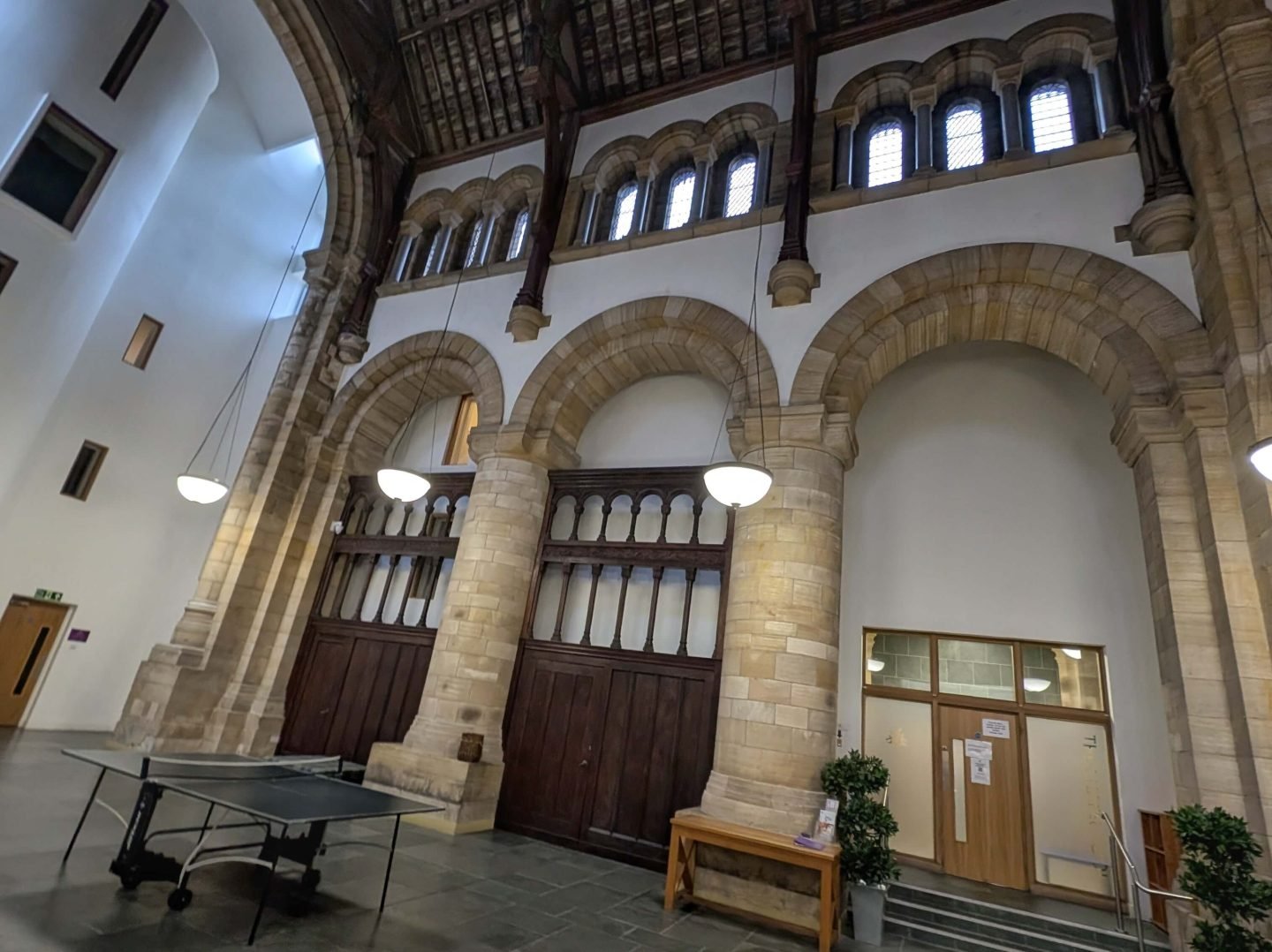 table tennis table in a room within the Abbey building