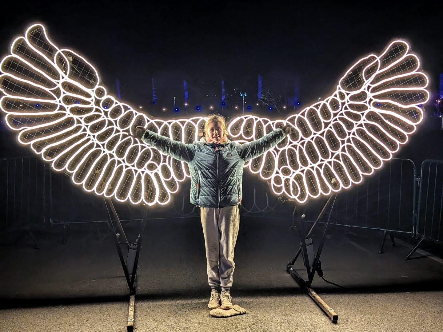 Libby by the light wings at Winter Glow Malvern Worcestershire 2025