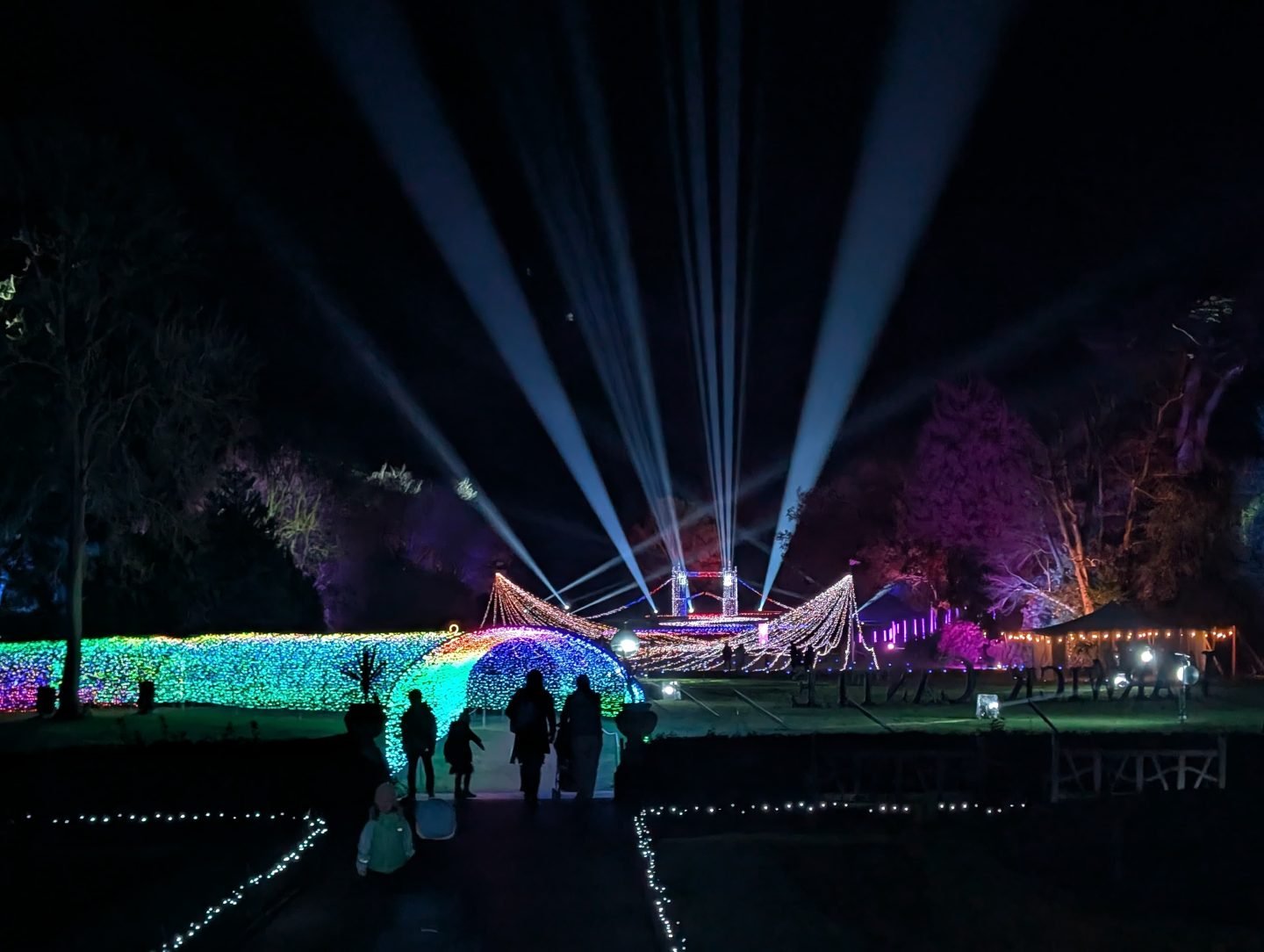 Light trail at Warwick Castle lit up for Christmas at the Castle