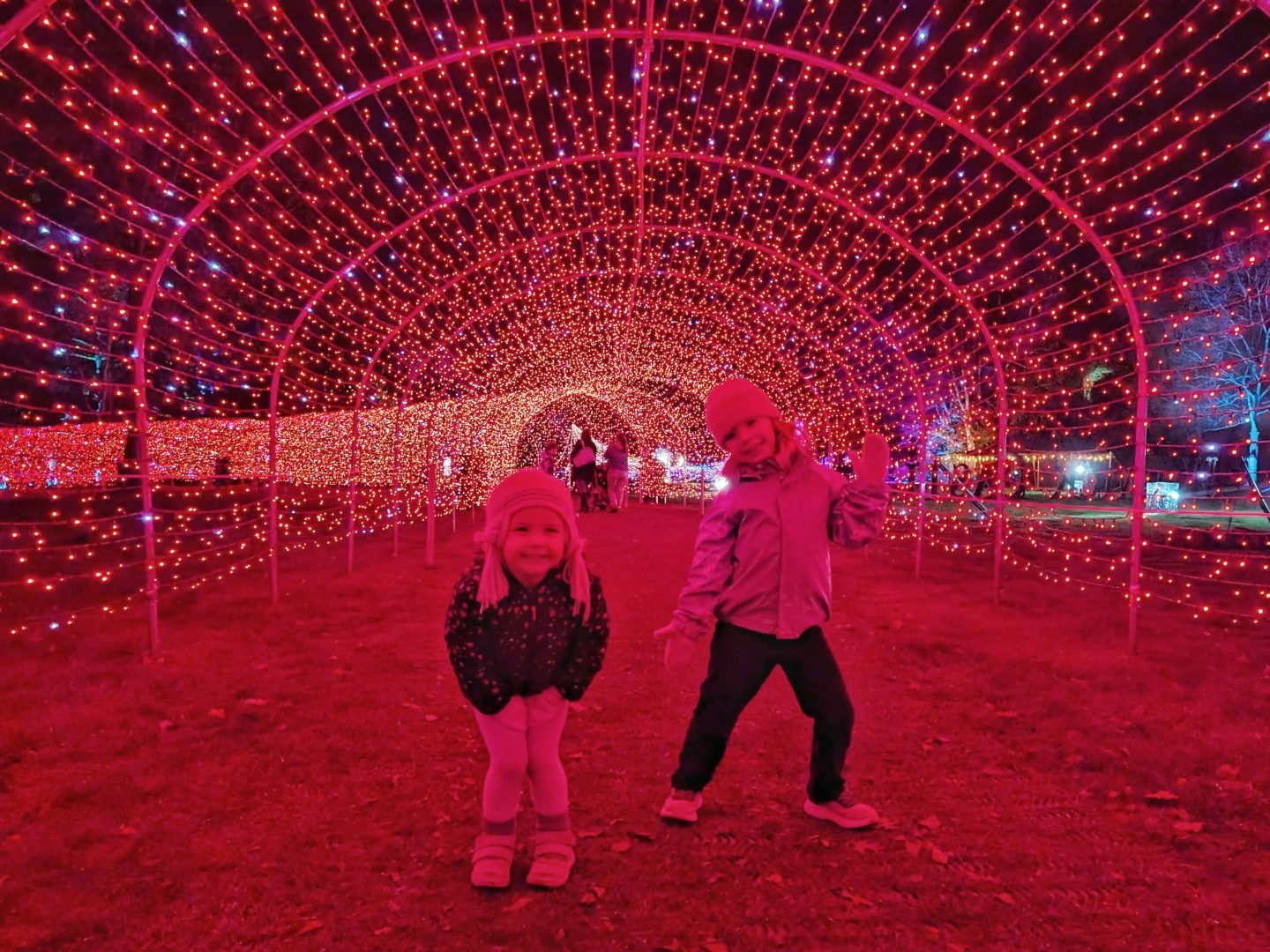 Archway at Warwick Castle lit up for Christmas at the Castle
