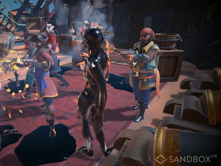 Pirate characters in the Curse of Davy Jones' Locker VR game at Sandbox Birmingham