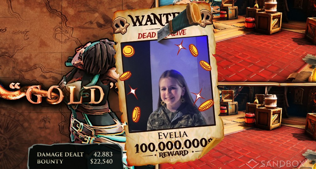 Wanted poster for Evelia at Sandbox VR Birmingham